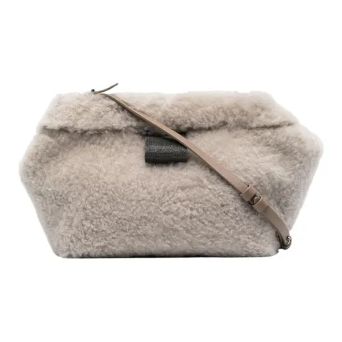 BRUNELLO CUCINELLI Сумка через плечо с вставками из кожи сумка на плечо женская коричневая