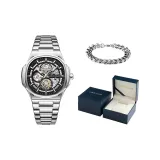 Серебряный корпус с черным циферблатом, стальной браслет [высококачественная синяя кожа, коробка + кубинский браслет]