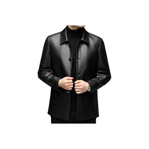 TAIZILONG Черные Мужские Кожаные Куртки