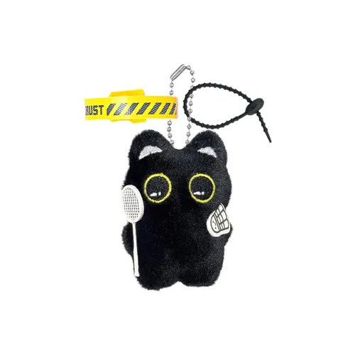 FULUOKANG Черный Кот Играющий Бадминтон Плюшевый Брелок 9,5 см Рекомендуемая Высота