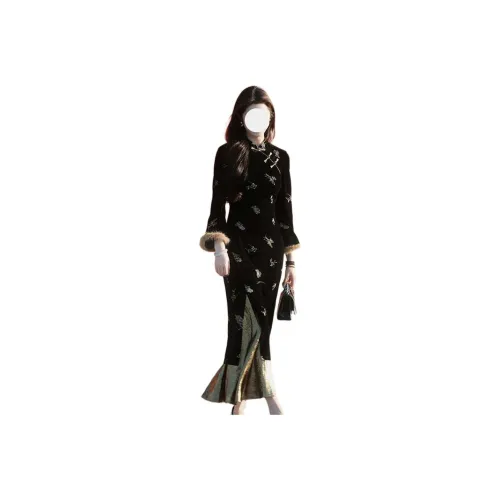 Mu Xiao Xin Длинный рукав Платье Женское