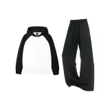 Белый и черный топ с рукавами + черные штаны