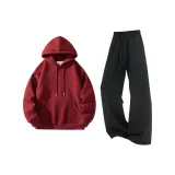 Бордовый топ + черные штаны