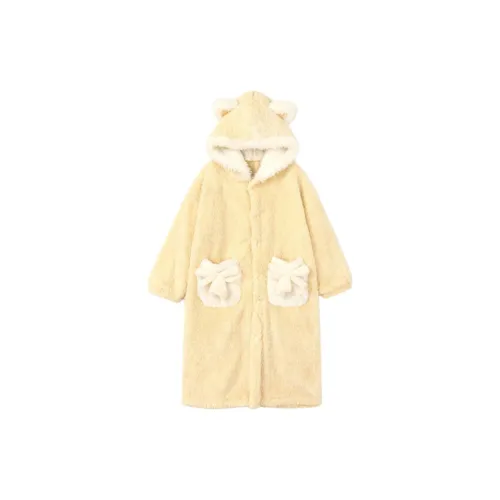 Daiyindie Осенний Зимний Пижамный Халат Женские Утолщенный Флис с Подкладкой Теплый Коричневый Флис Домашняя Одежда и Пижамы