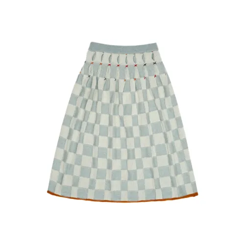 YANYAN KNIT Шерсть Check Плиссированный Midi Юбка Повседневный Длинный Юбка Женские