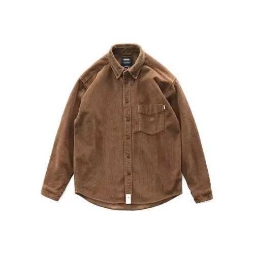 PLQV Коричневый Карамель Мужские Рубашки