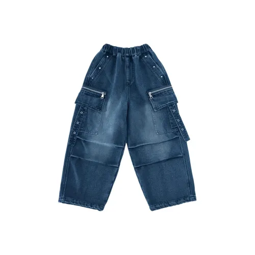 RHOBESAM Zhang Yangguo 680 Интегрированный Бархат Рабочая Одежда Джинсы Синий Серый Детские Джинсы