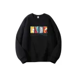 Черный - Круглый воротник - Свитшот (с флисовой подкладкой) - Четыре цвета