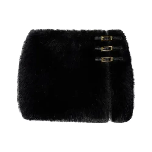 OH POLLY Застежка искусственный мех микро мини-юбка повседневная короткие юбки женские