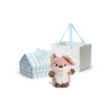 Лиса Персик Charm 16 см (Плетеная соломенная шляпа, кружевная ткань, нашивки, коробка включена)