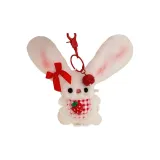 Клубничный длинноухий плюшевый кролик с украшением