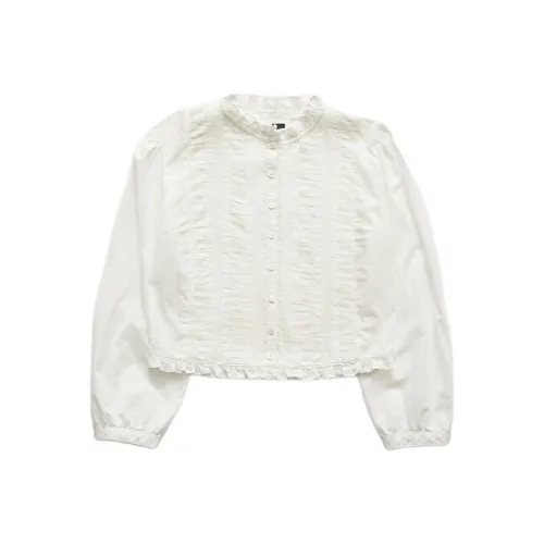 The Barnnet FW25 Eight Молоко Plene Pintuck Blouse_Сливочная Рубашка Женская