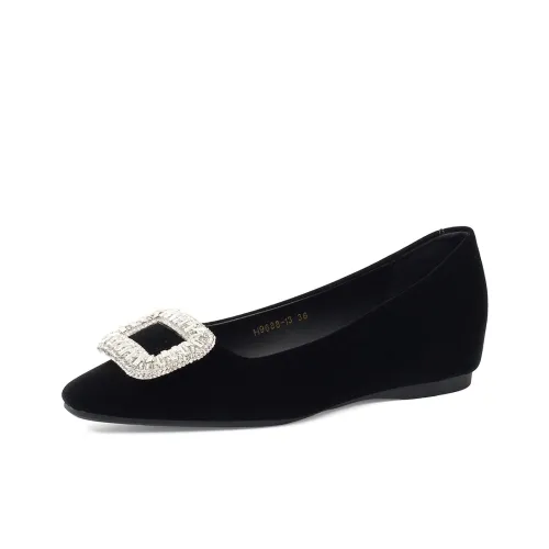 Lanza Французский Низкий вырез Скрытый каблук Стразы с Юбкой Lazy Slip On Пряжка Обувь Повседневная обувь 1см Женские