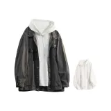 Джинсовая серая куртка + белый свитшот