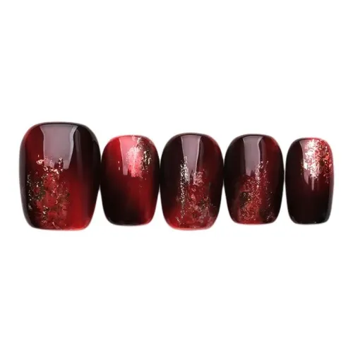 QUEENYARD Мерло Виноградный False Nail Короткий Квадрат Черный Красный Градиентный Блестки