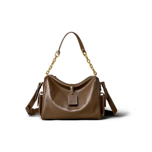 KAISER Первый слой Растительное дубление Коровья кожа Сумка Сумка через плечо Женская Сандаловый коричневый Черный Кофейный