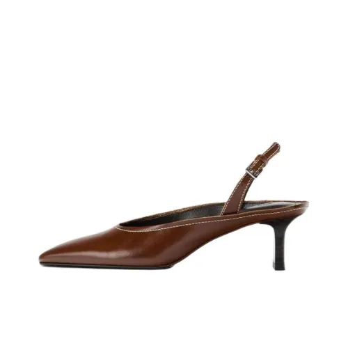 ZARA Высокие каблуки с грубым покрытием каблук 5,5 см женские коричневый