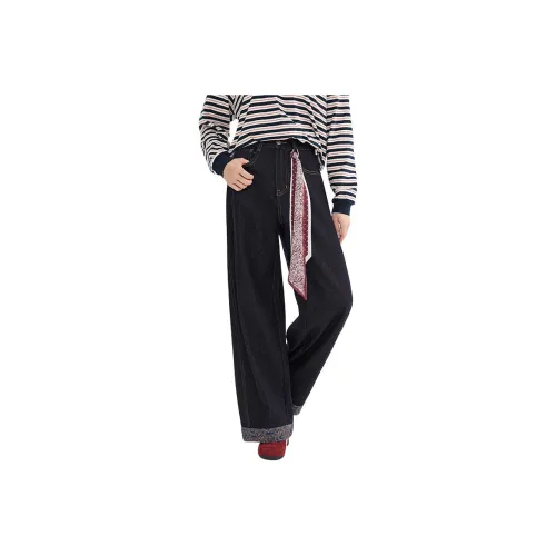 SANFU Хорошо выстиранные синие женские джинсы