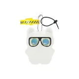 Черный стеклянный каркас, милый глаз, белая кошка, кукла, украшение, черный шнур, желтый ремешок