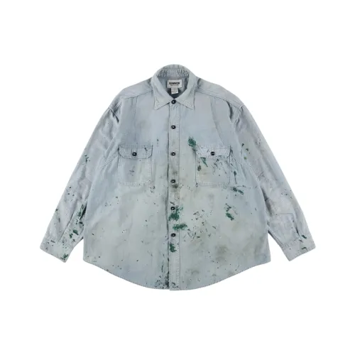 Bowwow FW25 Краска STAINED Шамбре Рубашка Вентиляционные отверстия Рубашка Унисекс