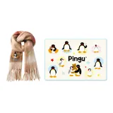 PINGU Одеяло Большое + PINGU Шарф (Теплый Коричневый В Клетку)