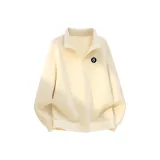 [Thickened и с флисовой подкладкой] Светлый бежевый (Минималистский стиль Логотип льва на груди)