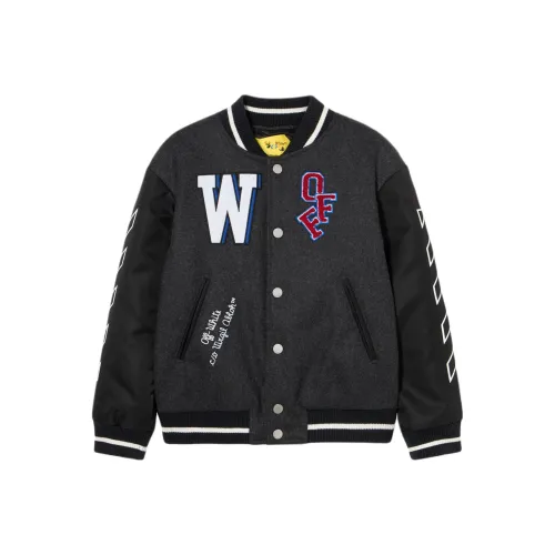 OFF Белый Хлопковый пуховик Terry с заплаткой VARSITY Куртка Детская