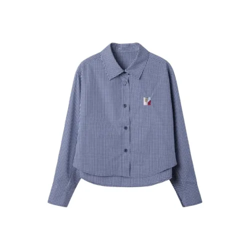 TXGN Синие Белые Клетчатые Рубашки для Женщин