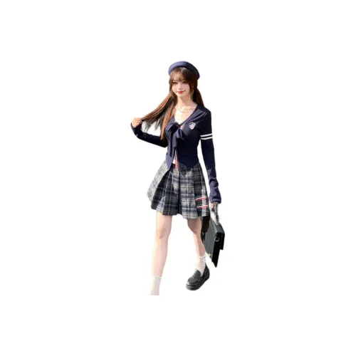 FABRIC PIG Темно-синий топ + юбка Женские комплекты с юбкой