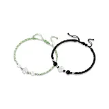 Браслет-шнурок с четырехлистным клевером, черный + зеленый (1 пара)