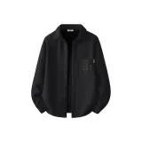 [Вельвет Утолщенный Термический] Черный (Аутентичный Синий-Серый Логотип на груди)