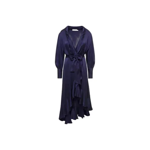 Zimmermann Синий Женские Длинные Платья с Длинными Рукавами