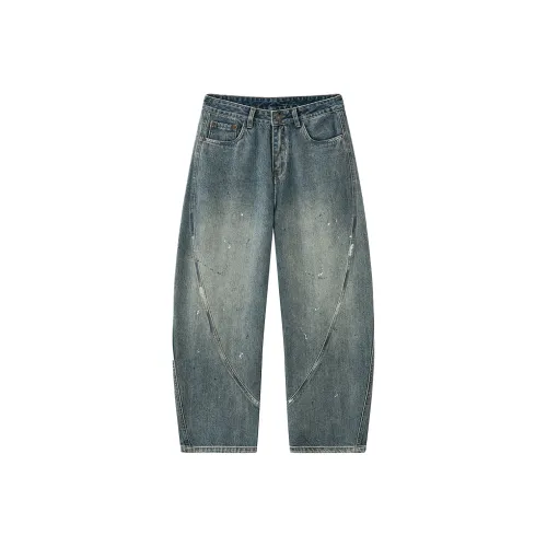 HKRXEC Аэрозольное окрашивание винтажный синий мужские джинсы