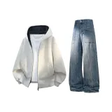 Белый, Фотиния, Серый, Топ + Синие, Джинсы