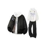 Чёрный+Белый Свитшот+Чёрные Штаны