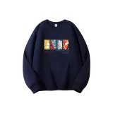 Темно-синий свитшот с круглым вырезом (тонкий) - четыре радужных цвета