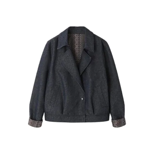 LUYOUYE Винтаж Темно-синий Женский Куртка