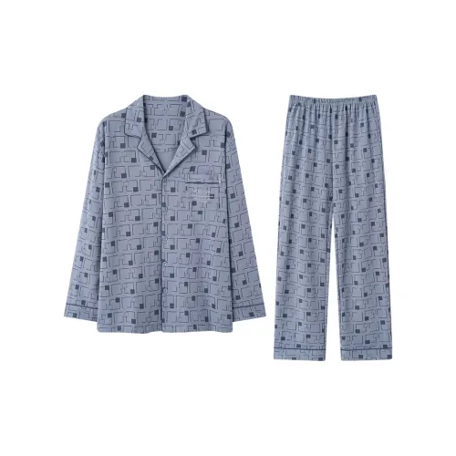 Mulong Family Синий Серый Мужской Пижамный Комплект