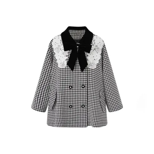BIFH Черный Wa Белый Клетчатое Пальто Женское Пальто