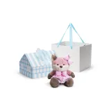 Лиса Персик 35 см (Розовый в клетку, юбка, подарочная коробка, издание)