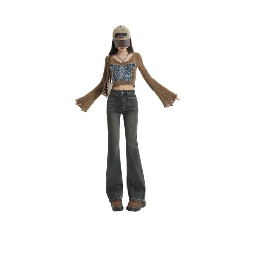 BELOVED STARRY Черный Серый Цвет Женские Джинсы