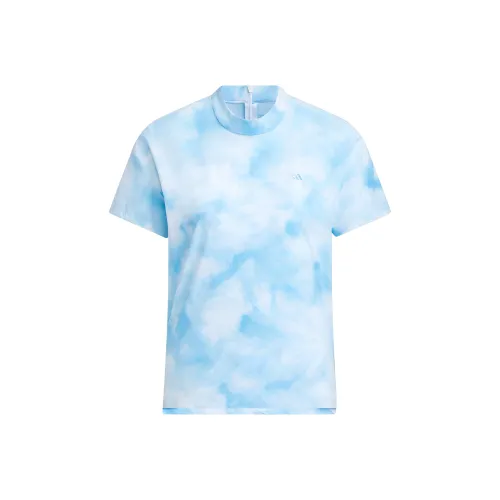 Adidas Рукав с спущенным плечом T-рубашка Женская Светло-синяя