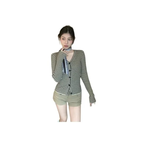 LANGQING Полосы с Шарфом Включает Бренд Lingqing Наклеенный Женский Трикотаж