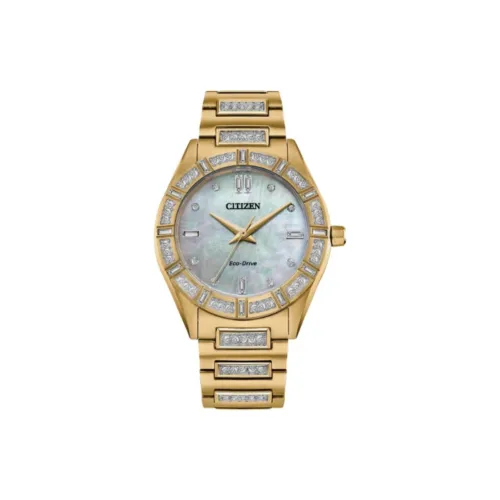 CITIZEN Солнечный Кварцевый Механизм Женские Часы Eco Drive Series 35 мм Жемчужная Раковина Цвет