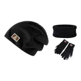 Черная шляпа + черные перчатки + шарф