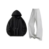 Черный топ+серые брюки