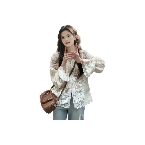 Wbwq Экрю Женские Шифоновые Рубашки