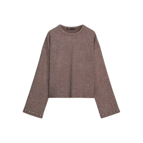 ZARA Зебра С принтом Коричневый Женский Свитшот