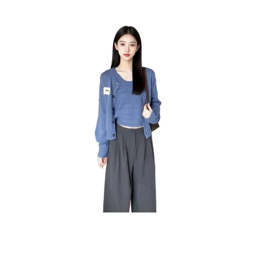 Mu Xiao Xin [Синий] С подарками MU Xiaoxin Бренд Наклеенный Женский Трикотаж