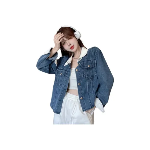 PZHK Синий Женские Джинсовые Куртки